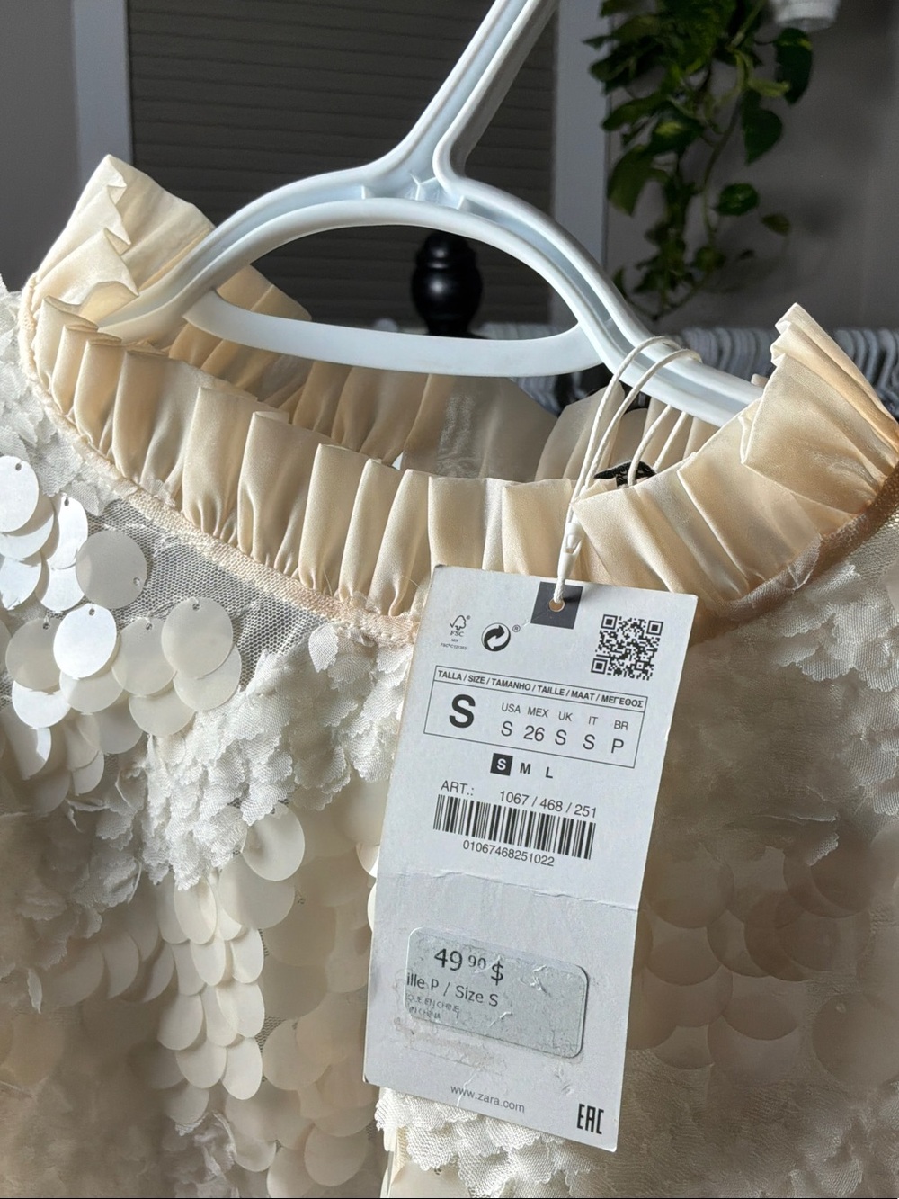 ZARA | NWT SEQUIN RUFFLE SHEER PEPLUM TOP - Picture 5 of 8